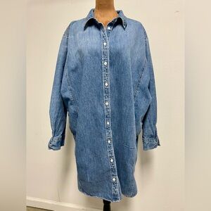 Target Universal Thread 100% Cotton Medium Wash Blue Denim Shirt Dress L, Denim